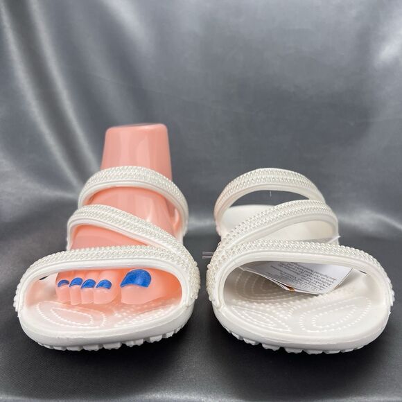 Crocs Kadee II Strappy Sandals Women's 7 White Jewels Summer Slides 211350-100 - Picture 8 of 16